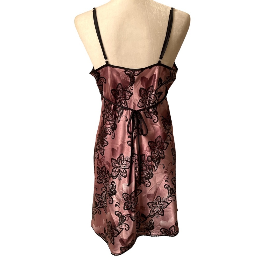 Apt 9 chemise nightgown purple flowers black lace large NWT - Picture 2 of 7